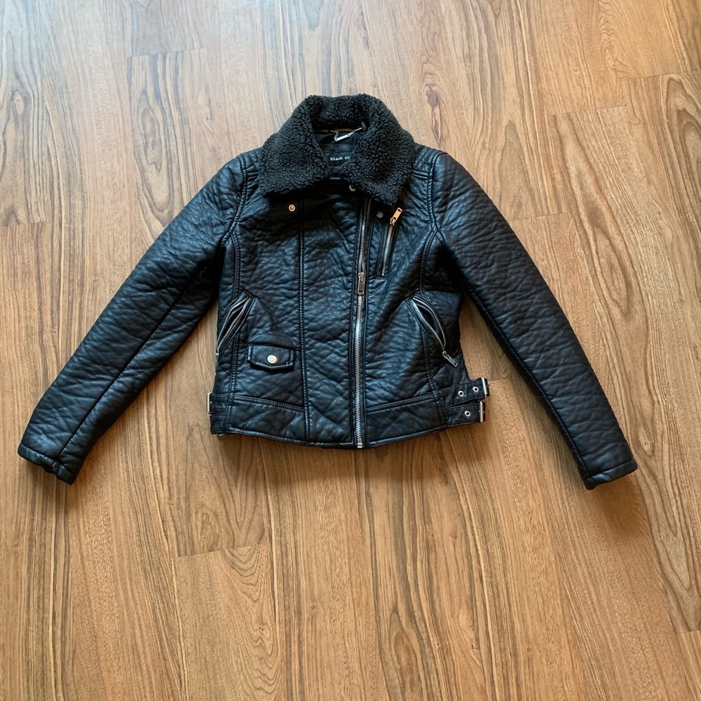 Black Rivet black motorcycle jacket - Picture 1 of 7